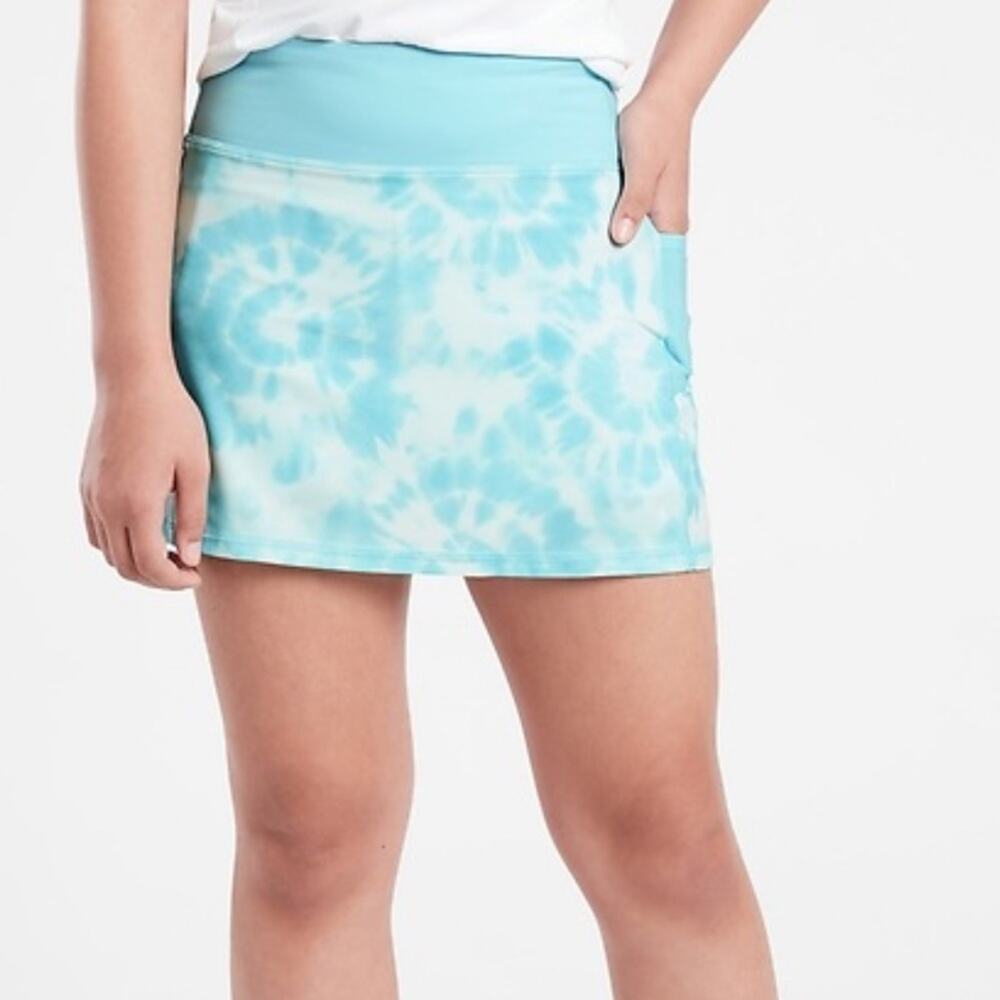 Athleta Girl Record Breaker Blue Tie Dye Skort Athletic Skirt Size XL 14